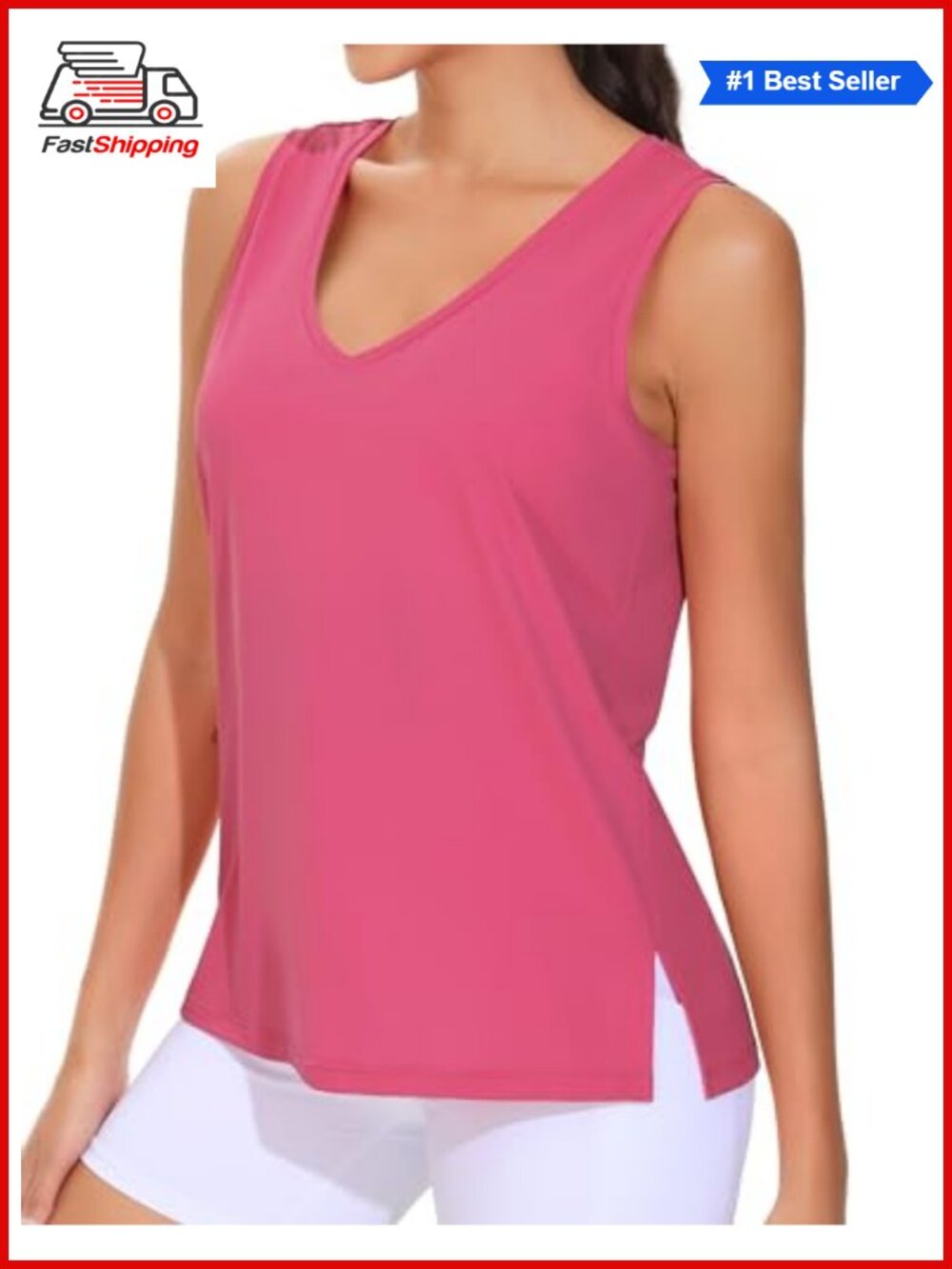 Loose Fit Workout Tank Top Sleeveless V Neck Yoga Shirt